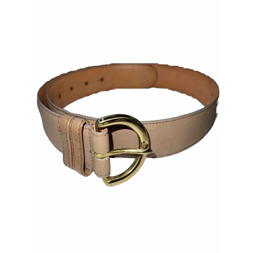 COACH LEATHER BELT D Ring BRASS BUCKLE # 8500 TAUPE COLOR SIZE M Made In USA
